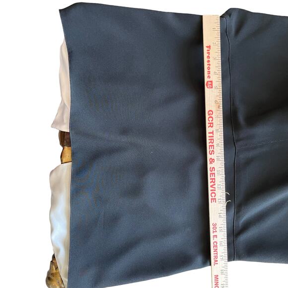 Vintage 80s Saks Fifth Avenue Batwing Dress Crepe 10 Black Ivory Shoulder Pads - Picture 13 of 15